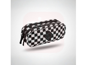 Estojo 2 Compartimentos Xadrez Preto e Branco - Sestini